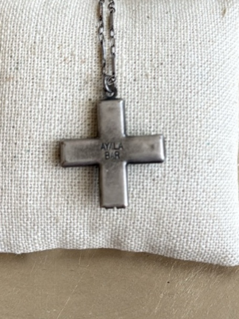 Ayala Bar Turquoise Mosaic Cross Pendant Necklace - Women Jewelry Silver Tone - Picture 2 of 6